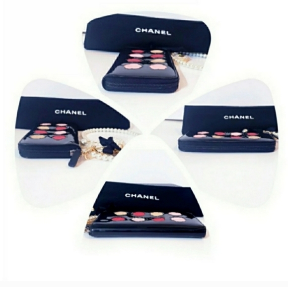 Chanel Camellia Palette Limited Edition Black Long Patent Floral Wallet - Picture 3 of 15